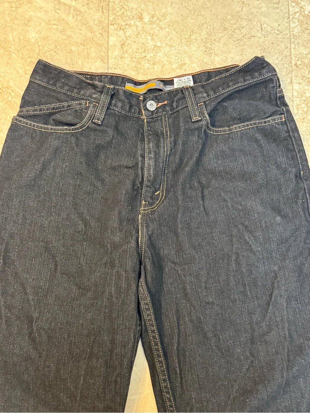 VTG Y2K 90s Silver Tab Levi’s Low Loose Baggy Black Denim Jeans 32 x 32